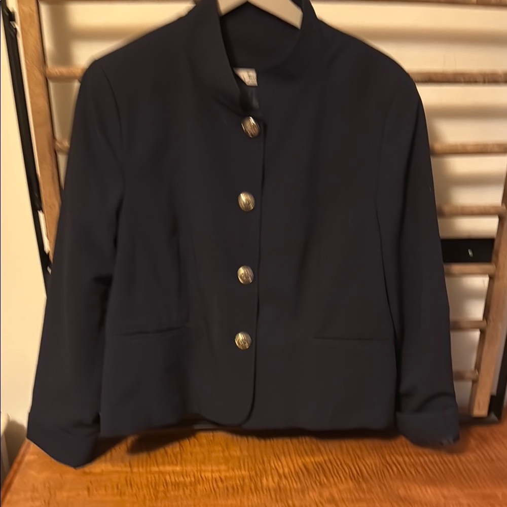 Vintage Jessica Blue Military Blazer with Gold Accents